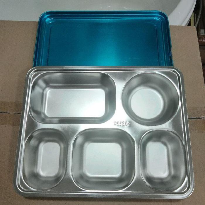 Ompreng Food tray Stainless SUS 304 Makan Bergizi Gratis MBG 5 Sekat
