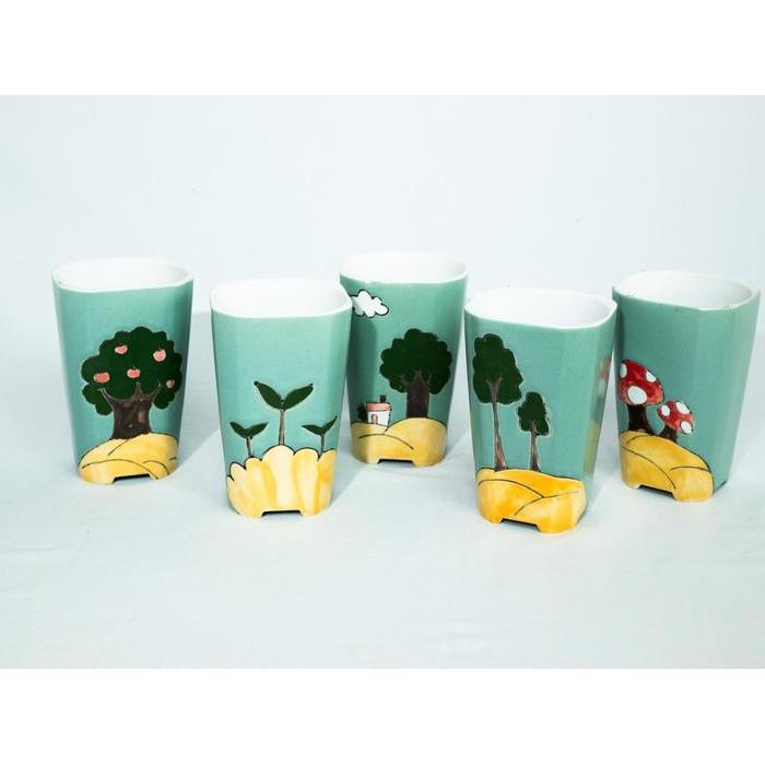 Gardening Mikha Pot Tanaman Hias Pot Bunga Pot Keramik Pot Lukisan Panjang