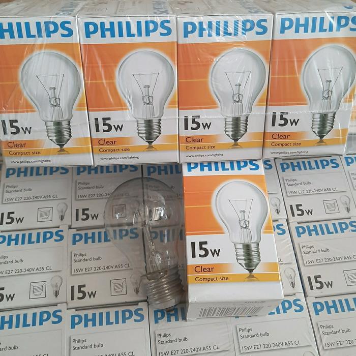 luxp- Lampu Bohlam Pijar Philips 15 Watt Clear Bening