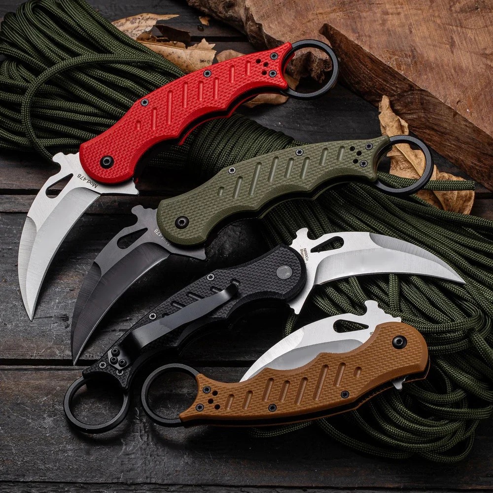 fo-x n690 karambit G10 Tactical Folding Knives 690 Flipper Knife N690Co Plain Blade Black Aluminum