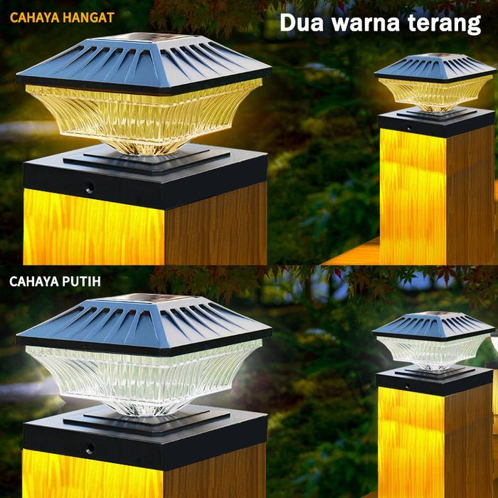 4PCS Lampu Pilar LED Tenaga Surya Lampu Tiang Luar Ruangan Lampu Pagar Tahan Air Untuk Dekorasi