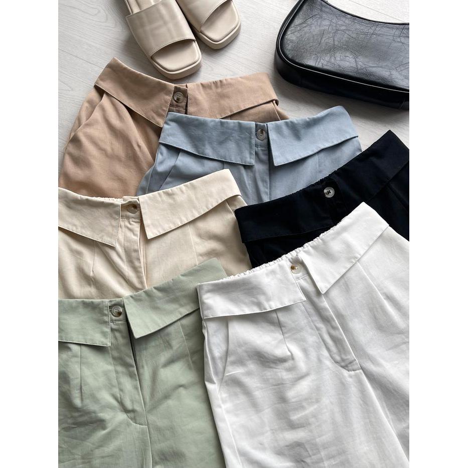 mjyc- Peach Poppy Rei Fold Pants Katun Premium - Celana Panjang Wanita Premium Karet