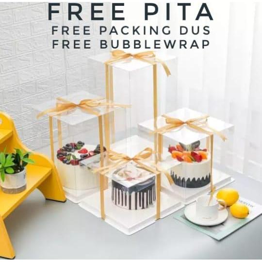 luq6- Kotak Kue Kotak Kue Mika Transparan Dus Kue Transparan Cake Box Kotak Kado Ulang Tahun
