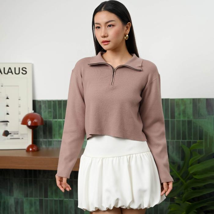 Grosir Suetercloth - Juni Zipper Top / Zipper Sweater / Crop Sweater / Zipper Top Knit / Knitwear