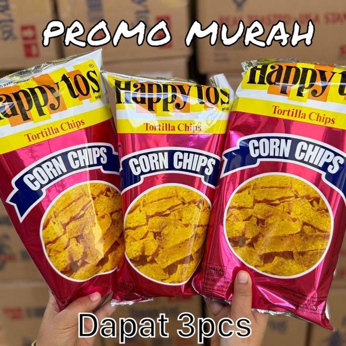 New Promo 3pcs HAPPY TOS MERAH - HAPPY TOS CORN CHIPS MERAH/HIJAU 140GR EXP 2025 Snack Cemilan