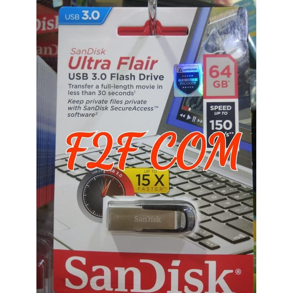 mpq3- Sandisk Flashdisk 64G Gb Ultra Flair Cz73 Usb 3.0 Up To 150 Mb/S -64Gb