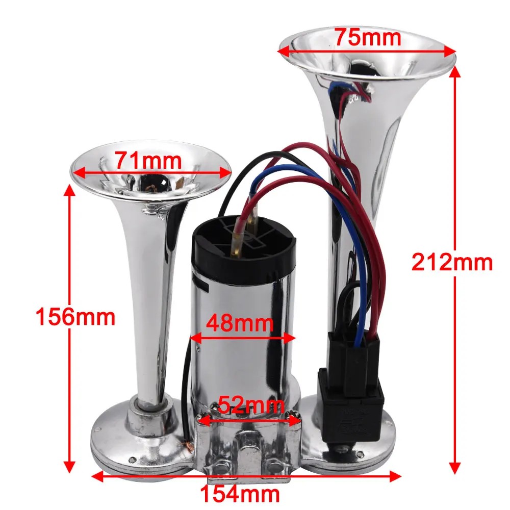 Car Electric Horn 150Db Car Electric Loud Horn Dual Trumpets Speaker 12V Super Loud Security Alarm