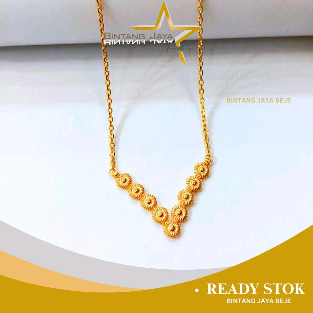Kalung Emas Asli - LM99 Model Matahari V - Kadar LM99 - Berat 15gr - Panjang 44CM - Kalung mewah ber