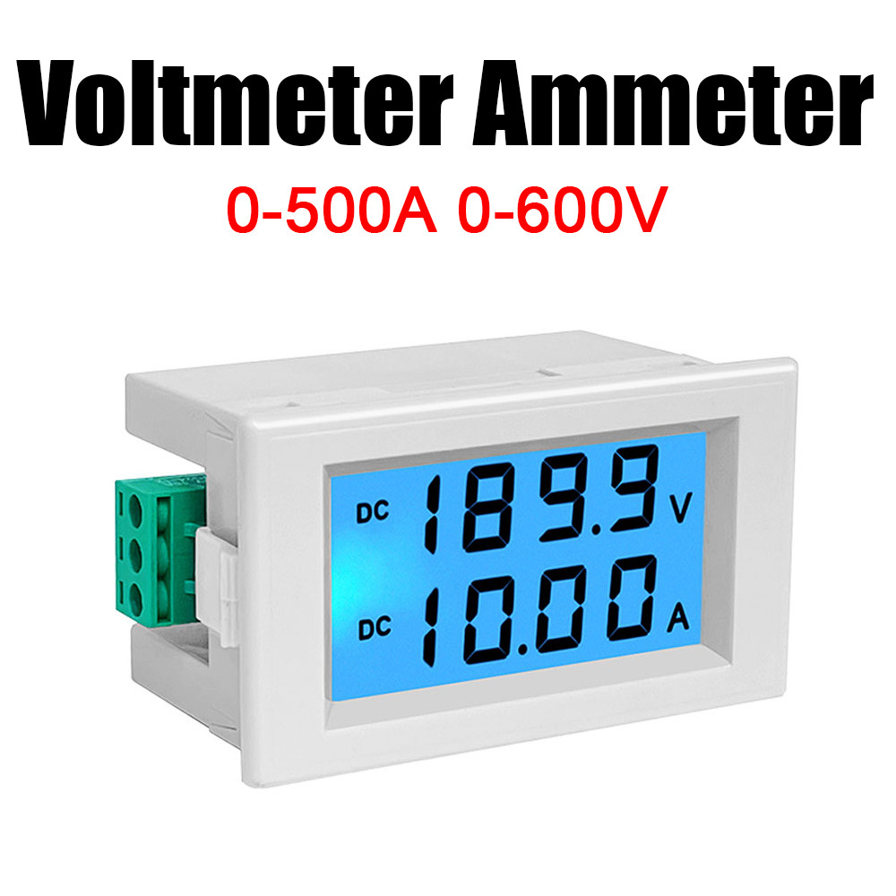20V 200V 600V Dc Voltmeter Ammeter 20A 50A 100A 200A 500A Battery Monitor Lcd Digital Display
