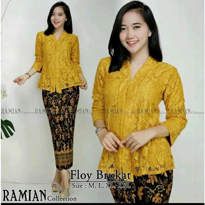 STOK TERBATAS  SATU STEL KEBAYA BROKAT MODERN ATASAN KEBAYA KUTUBARU FLOY KARTINI LENGAN 7/8