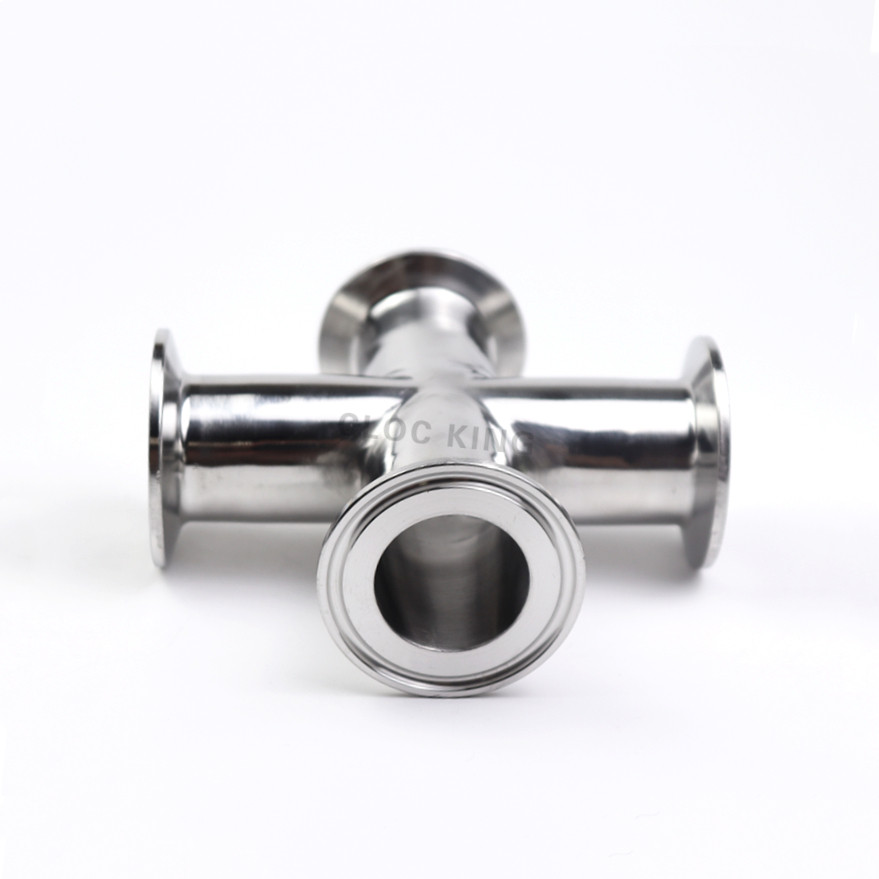 3/4" 1” 2“ 3” 4” Pipe OD 19mm-102mm Stainless Steel SS304 4 Way Cross Sanitary Fitting Tri Clamp Fee