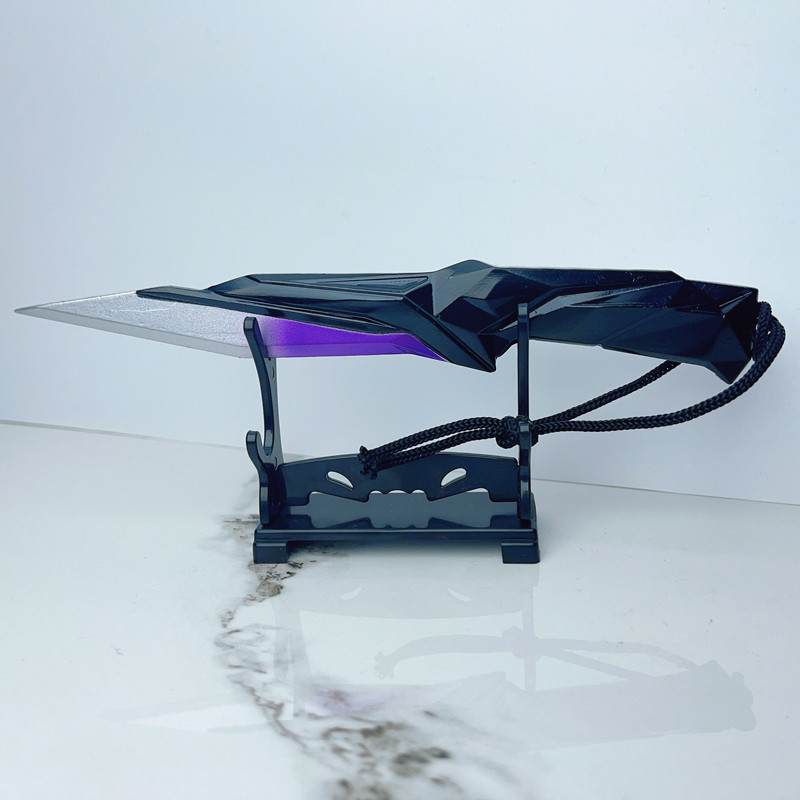 18cm (7.08in) Valorant Game Merch Singularity Knife with Leather Sheath Zinc Alloy Metal Miniat Weap