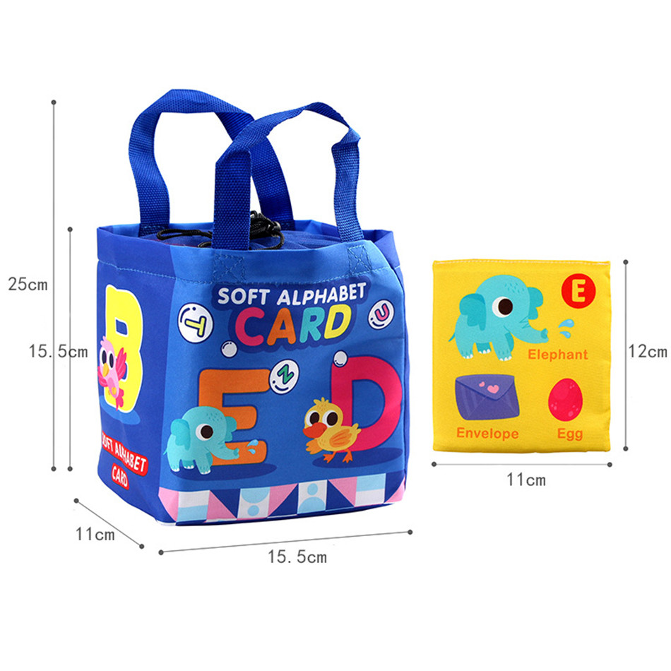 26pcs/set Baby Cloth Book Soft FlashCards with Cloth Storage Bag Graphic Alphabet Digital Cognition 