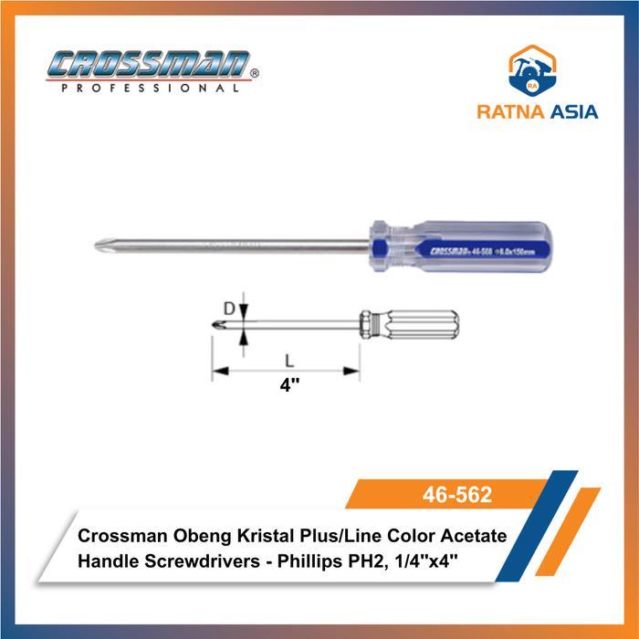 Crossman 46-562 Obeng Kristal Plus PH2 6 x 100mm Mechanical Screwdrivers 1/4" diameter X Panjang 4"