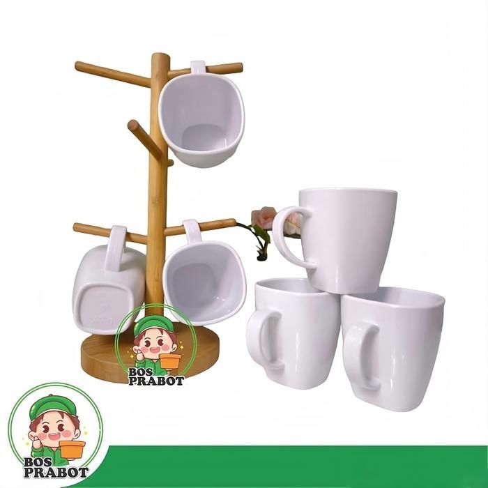6 Pcs Mug Melamin Semi / Mug Kopi Semi Melamin / Mug Semi Melamin Unik / Mug Warna - Warni