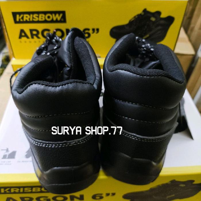 Krisbow Sepatu Safety Argon 6" Original Anti Slip Oil Resistant Bahan Sol Pu Pelindung Kaki Besi
