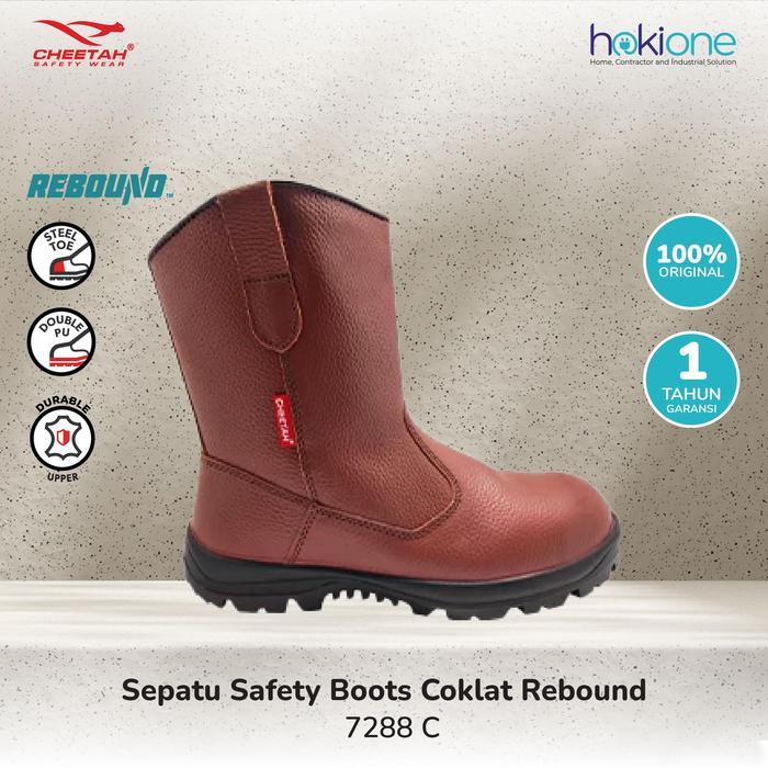 Sepatu Safety Cheetah Boots Coklat Rebound 7288C Safety Shoes Cheetah High Pria