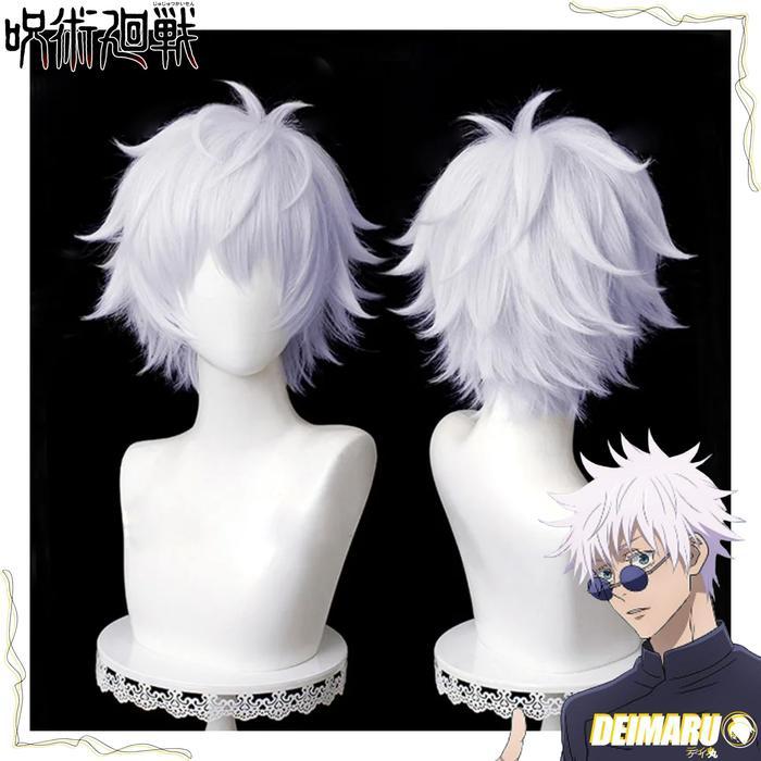 Wig Cosplay Gojo Satoru Jujutsu Kaisen Wig Putih Anime Rambut Palsu