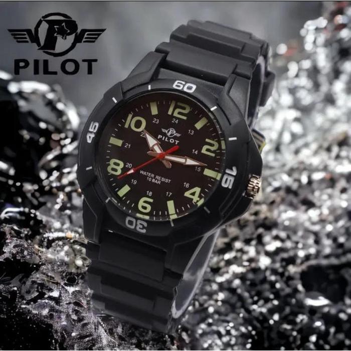 Promo Promo - Jam Tangan Anak Jam Tangan Cowok Analog Pilot 1301 Rubber Original Jam Tangan Tahan