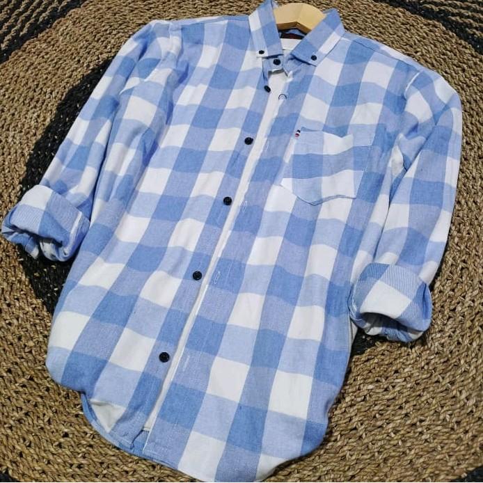 Promo Kemeja Flanel Jumbo Xxl Xxxl Lengan Panjang Pria Wanita V-Neck Original