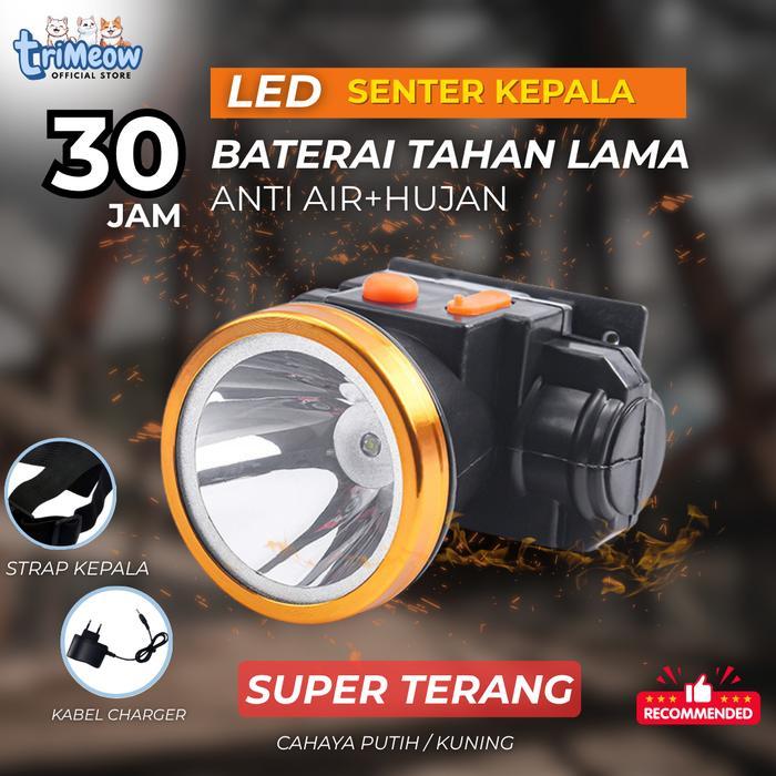 New Senter Kepala LED 35W/50W/80W Headlamp Dual Cahaya Putih & Kuning Rechargeable Sorot Jauh Super