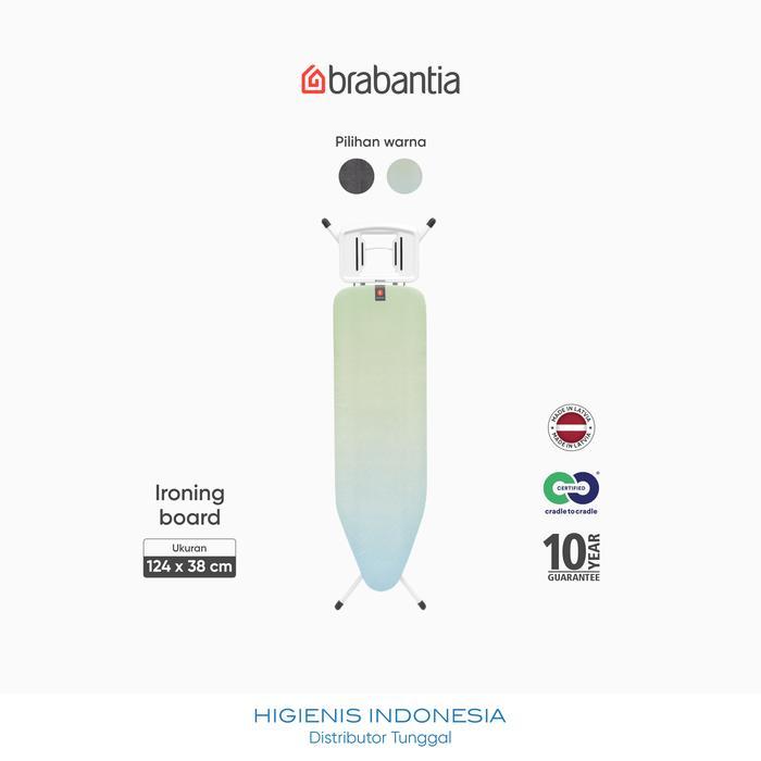 Brabantia Ironing Board B Meja Setrika Solid Steam Rest 124x38cm - Papan Setrika dengan Dudukan