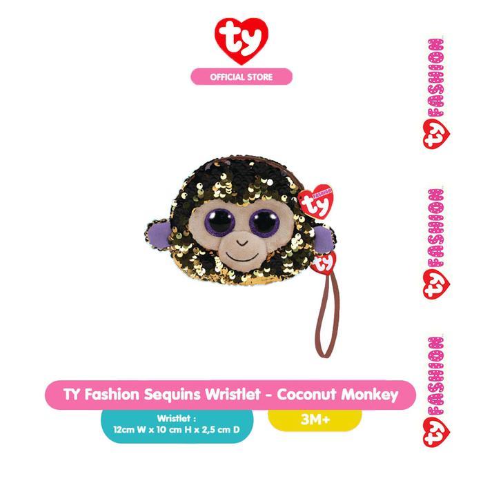 SALE TY Fashion Sequins Wristlet Coconut Monkey - Tas Boneka Monyet