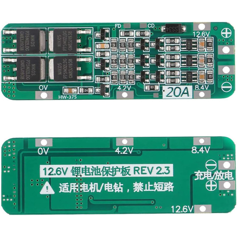 3S 20A Bms 18650 Li-Ion Lithium Battery Charger Module Bms Protection Board Pcb 11.1V 12V 12.6V