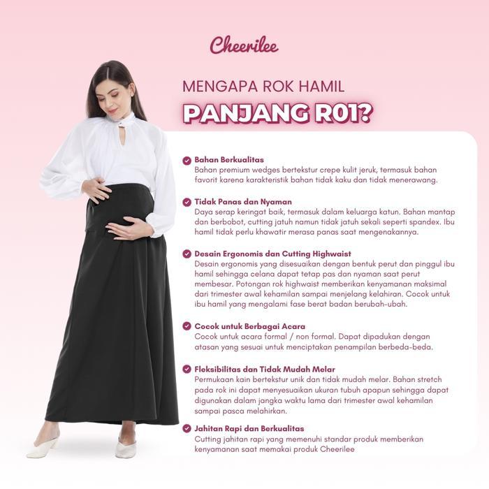 Cheerilee Rok Ibu Hamil Panjang Kerja Kantor Formal Jumbo Bahan Nyaman Hijab Friendly Wanita Bumil