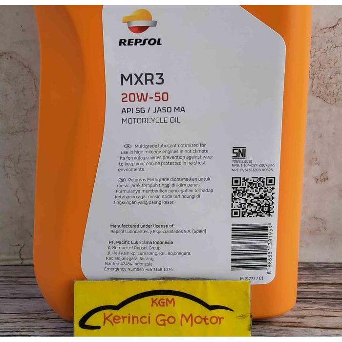 OLI REPSOL MOTO SUPER 20W-50 4T 1L - OLI MOTOR REPSOL 20W50 4T SUPER