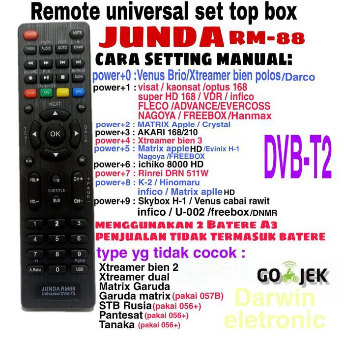 New REMOTE UNIVERSAL SET TOP BOX STB DVB-T2 JUNDA RM88