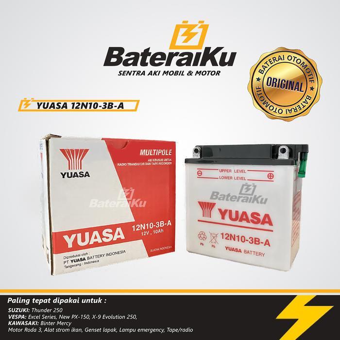Aki Yuasa 12N10-3B-A Aki Basah Aki Motor Thunder 250, Excel, Dll