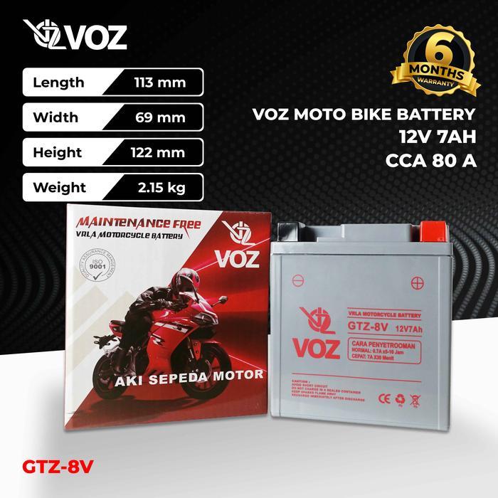 Voz Aki Motor Gtz 8V 12V 7Ah - Baterai Aki Motor