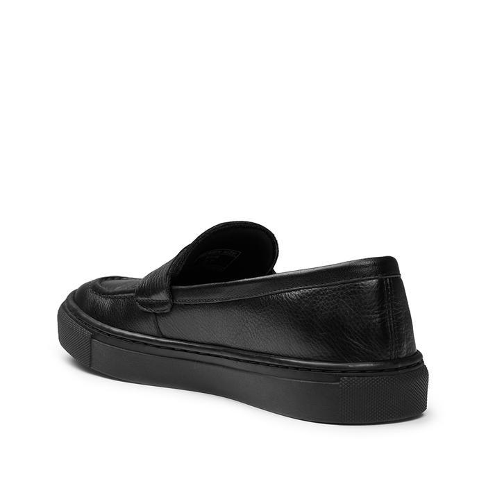 d1nv- Prabu - Samudra Black Sepatu Slip On Sneakers Kulit Pria Hitam