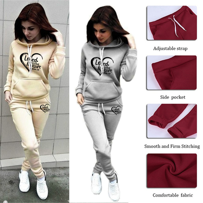 Loved Beyond Measule Women's Sportswear Set Autumn Hoodie Sweatshirt Two-Piece Set Casual Hoodie