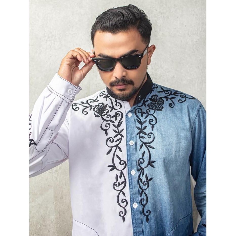 Oldblue Taqwa Baju Muslim Setengah Denim Tanpa Saku Samping