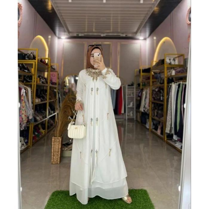 Dianara Kaftan Gratis Inner ( Daleman ) - Baju Lebaran - Kaftan Lebaran - Kaftan Putih - Kaftan