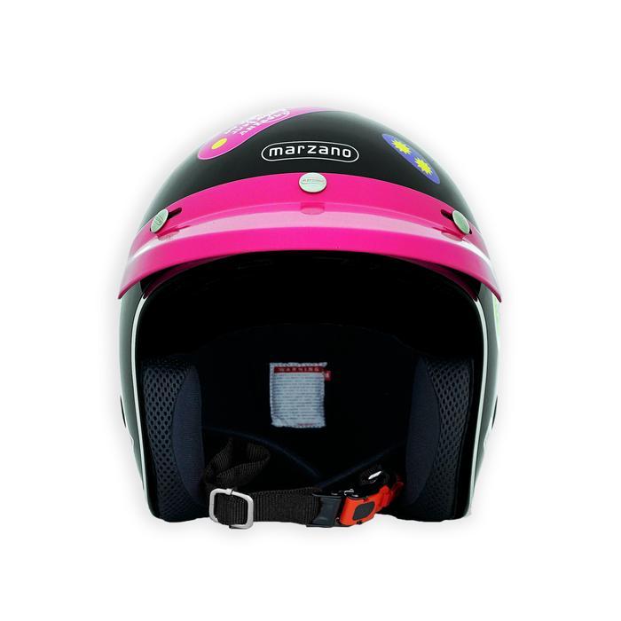 rzmz- Marzano X Loony Helm Retro Bogo Half Face Black Glossy Size S-Xl Berstandar Sni