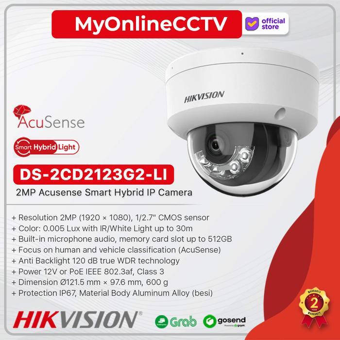 DS-2CD2123G2-LI Hikvision 2MP IP Camera CCTV Indoor Acusense Smart Hybrid Light