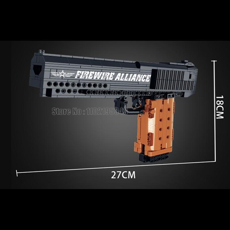 051008 555pcs Military Weapon Gun Simulation Desert Eagle Pistol Army Boy Building Blocks Toy Brick