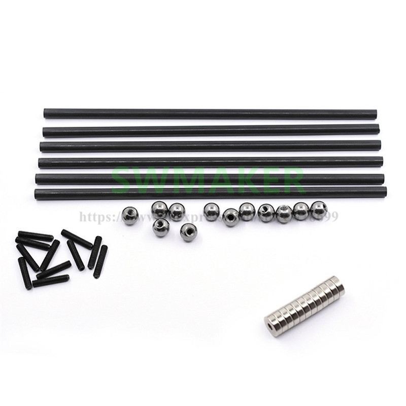 Kossel K800 delta 180mm/300mm/500mm carbon tube rod set 10mm dia metal ball +12 pcs*magnet 3D printe