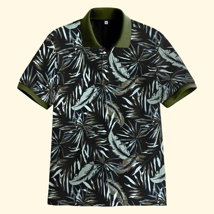 PROMO (GGV) KAOS POLO SHIRT PRIA BERMOTIF DAUN TROPIS LENGAN MANSET / POLO SHIRTS DISTRO PRINTING