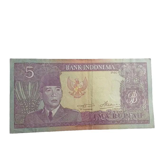 KOLEKSI UANG KUNO 5 RUPIAH SUKARNO THN 1960 ( 1 LEMBAR )
