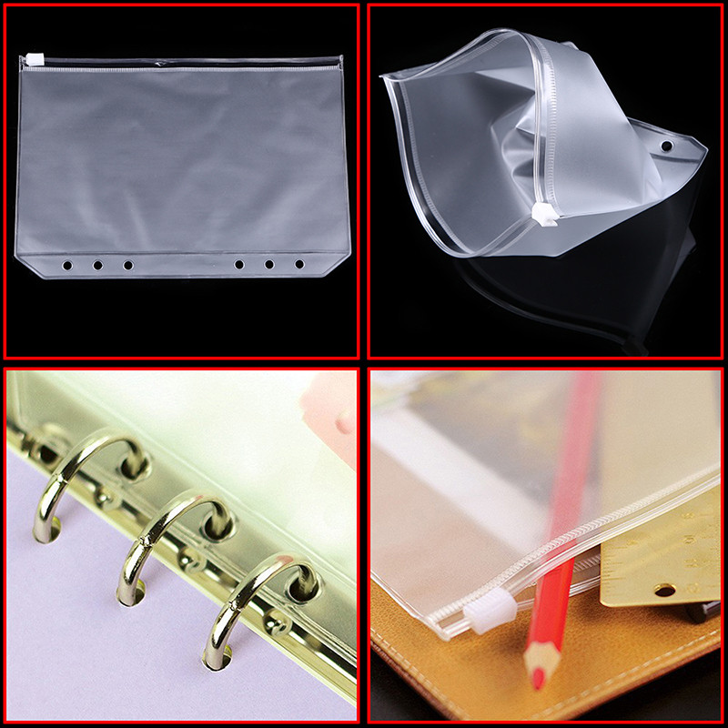 3/4PCS A5/A6/A7 PVC Waterproof Folder Holder Zipper Bag Planner Storage Card Bag Filing Products Boo