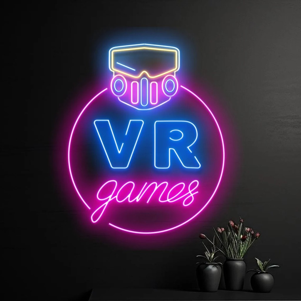 VR Games Neon Sign Virtual Reality Neon Sign Game Player Neon Sign VR Glasses Neon Sign Gamer Neon