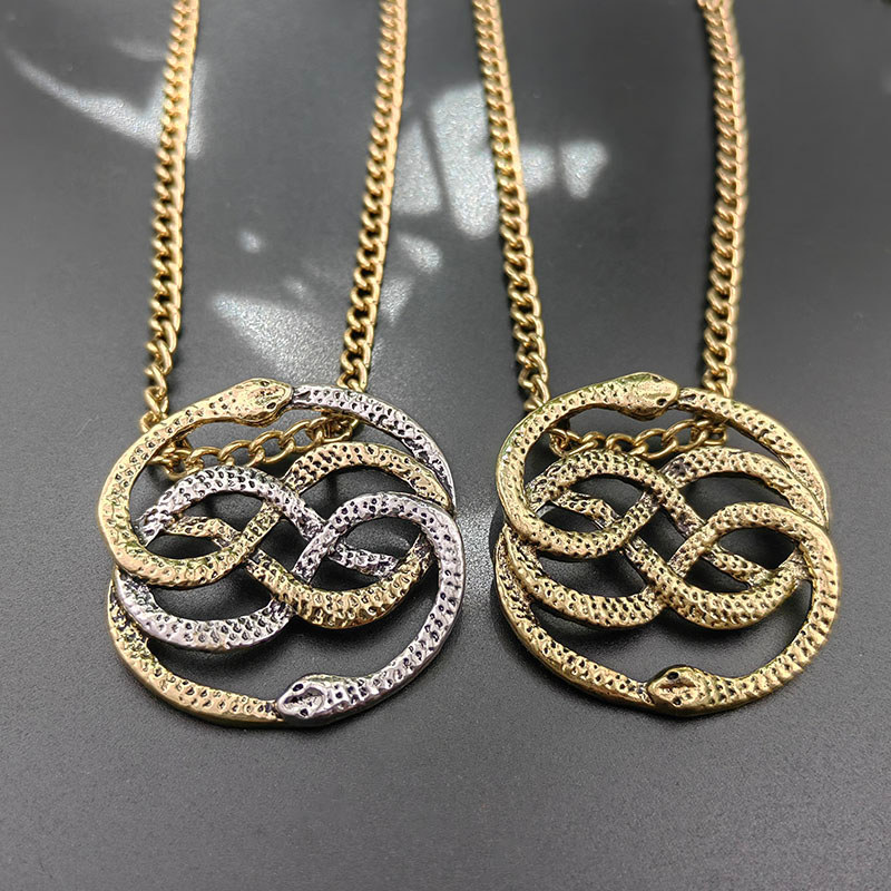 Intertwining Snakes Necklace, Atreyu Auryn Necklace Retro Double Snake Pendant Necklace Pendant,