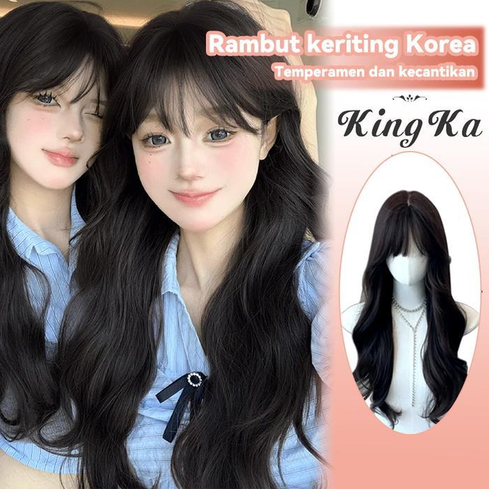 Korean Style Curly/Alami/ Panjang Poni/rambut palsu/rambut palsu wanita/rambut palsu wanita