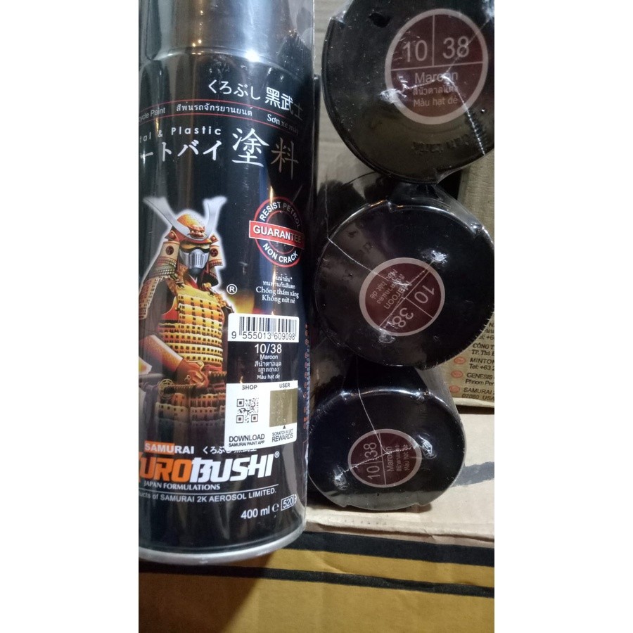 cat semprot pilok pilox samurai maroon 38 400ml merah tua merah hati