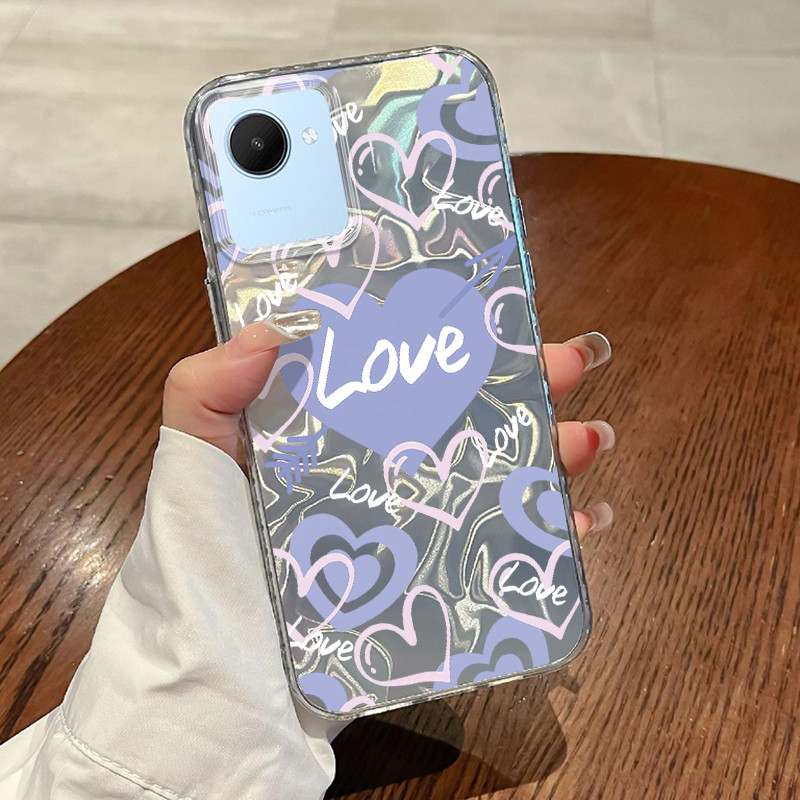 Casing Hp Untuk Realme C30 Realme C30s Realme Narzo 50i Prime Case Love Watery Lovely Gradiant Laser