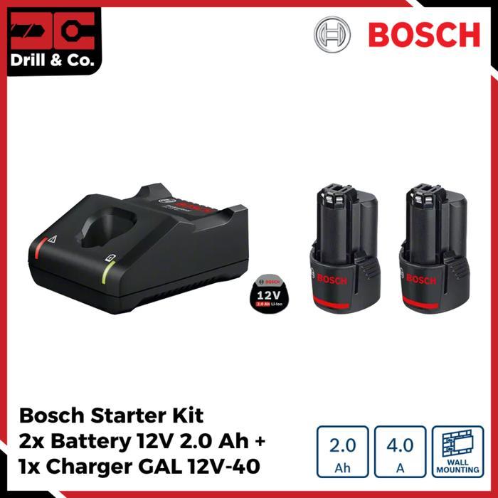 j2l6- Bosch Starter Kit Baterai Charger 12V 2.0 Ah
